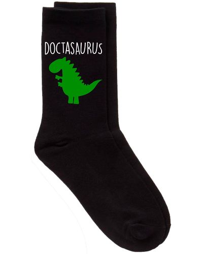 60 SECOND MAKEOVER Doctor Dinosaur Doctorsaurus Black Calf Socks