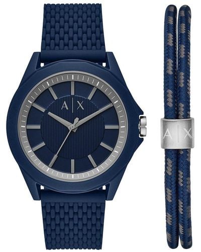 Armani Exchange Nylon Fashion Analogue Quartz Watch - Ax7118 - Blue