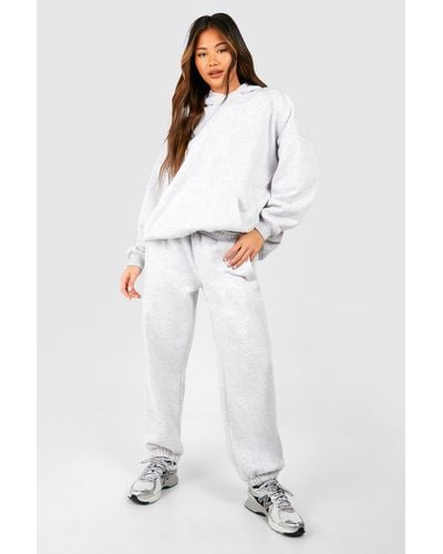 Boohoo Dsgn Studio Hooded Cuffed Jogger Tracksuit - White