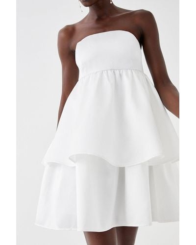 Coast Bandeau Tiered Peplum Mini Dress - White