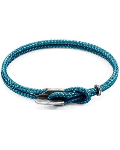 Anchor and Crew Padstow Silver And Rope Bracelet - Blue