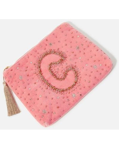 Accessorize Initial Pouch Bag-j - Pink