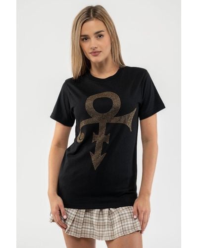 Prince Diamante Gold Symbol T Shirt - Black