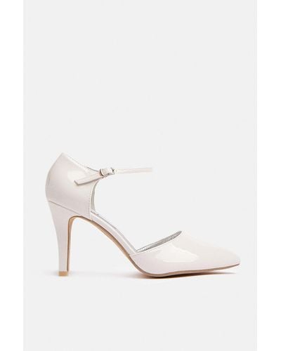 Coast Pointed Ankle Strap Court Shoe - White