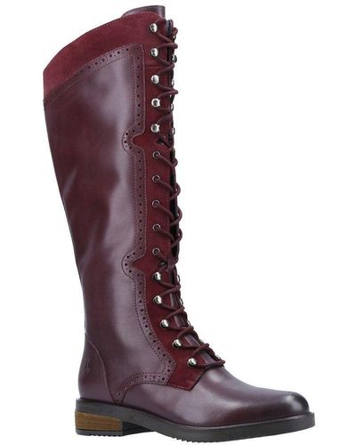 Hush Puppies 'rudy' Leather And Suede Long Boots - Red