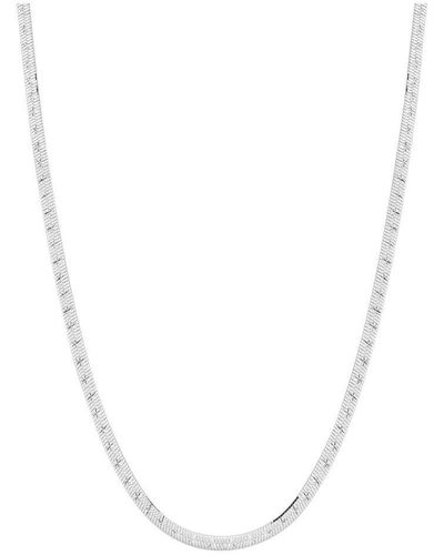 Simply Silver Sterling Silver 925 Diamond Cut Herringbone Necklace - White
