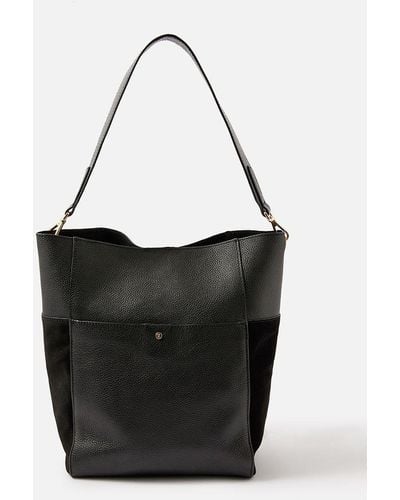 Accessorize Leather Shoulder Bag - Black