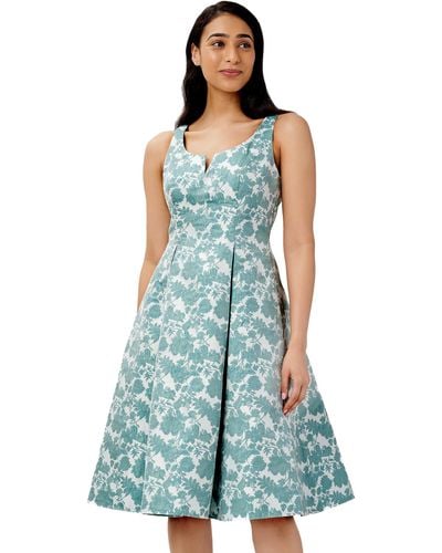 Adrianna Papell Jacquard Fit And Flare Dress - Blue