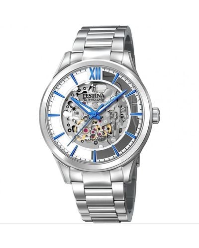 Festina Skeleton Automatic Stainless Steel Classic Analogue Watch - F20630/2 - Blue
