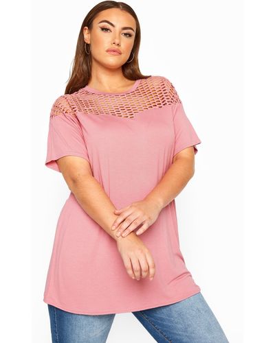 Yours Fishnet Insert Top - Pink