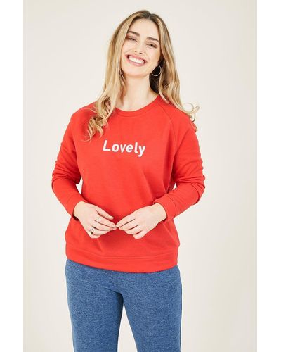 Yumi' Red Lovely Slogan Sweatshirt