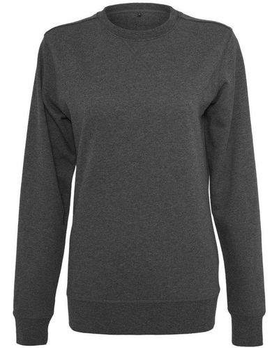 Build Your Brand Light Crewneck Long Sleeve Sweatshirt - Grey
