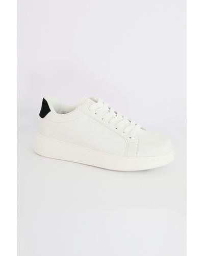 Brave Soul 'royal' Faux Leather Chunky Sole Lace Up Trainer - White