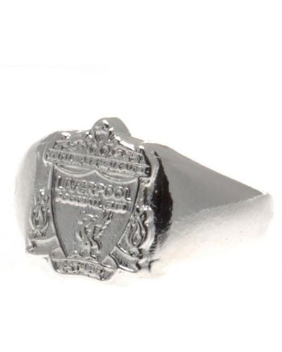 Liverpool Fc Official Silver Plated Crest Ring - Grey