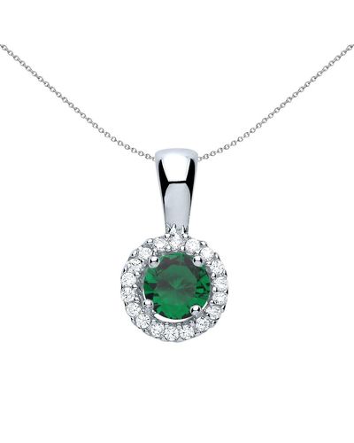 Jewelco London Silver Cz Necklace - Gvp292em - Green