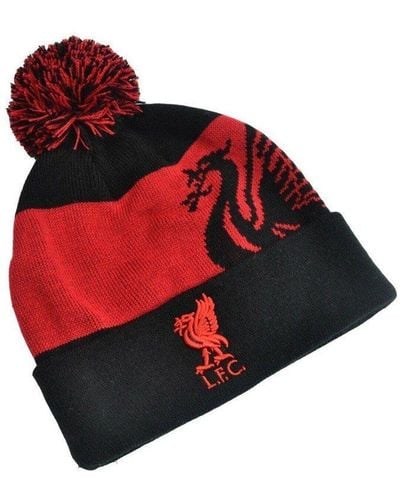 Liverpool Fc Bobble Knitted Crest Beanie - Red