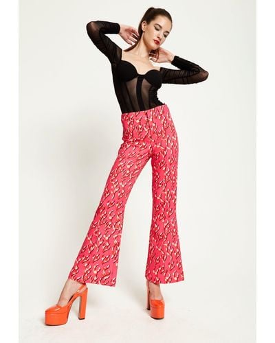 House of Holland Pink Flame Clashing Colours Flared Trousers