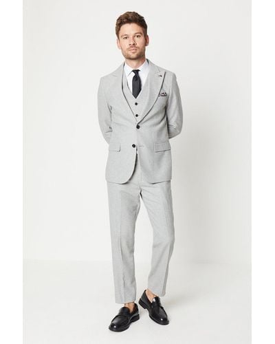 Burton Slim Fit Grey Tweed Suit Trouser