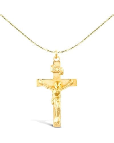 Jewelco London Solid 9ct Gold Flat Inri Crucifix Cross Pendant - Jpx010 - Metallic
