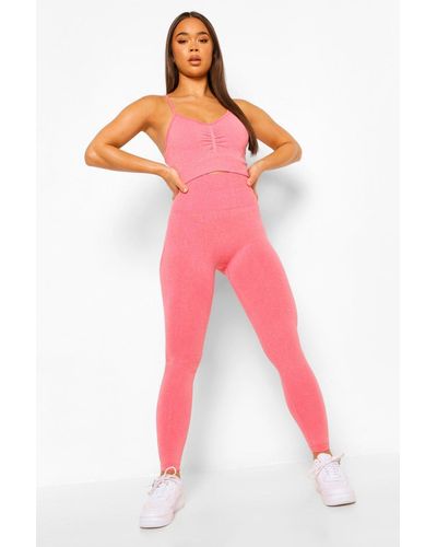 Boohoo Seamfree Marl Gym Leggings - Pink