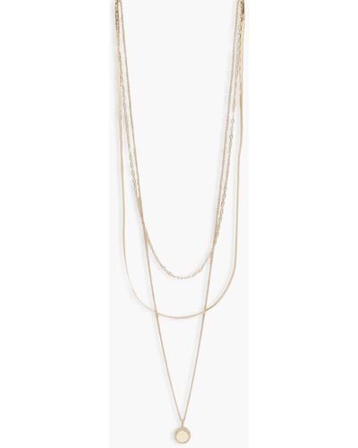 Boohoo Simple Snake Chain Layering Cirlcle Necklace - White