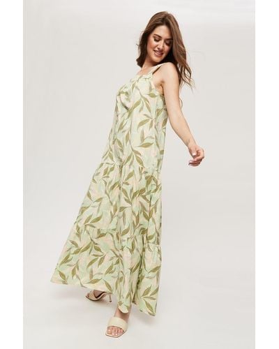 Dorothy Perkins Tall Pastel Tropical Poplin Tiered Maxi Dress - Natural