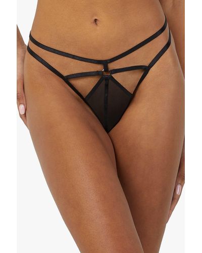 Wolf & Whistle Penny Multi Strap Cut Out Mesh Thong - Brown