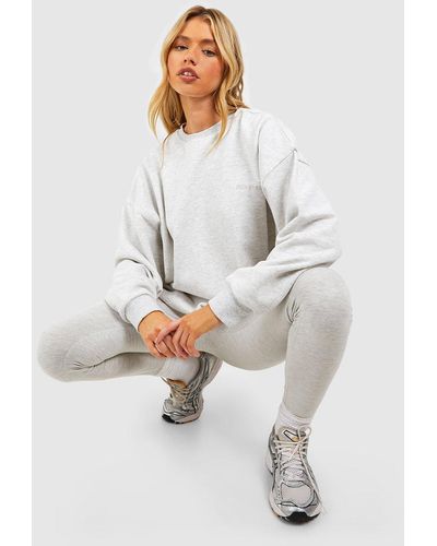 Boohoo Oversized Sweatshirt And Legging Tracksuit - White