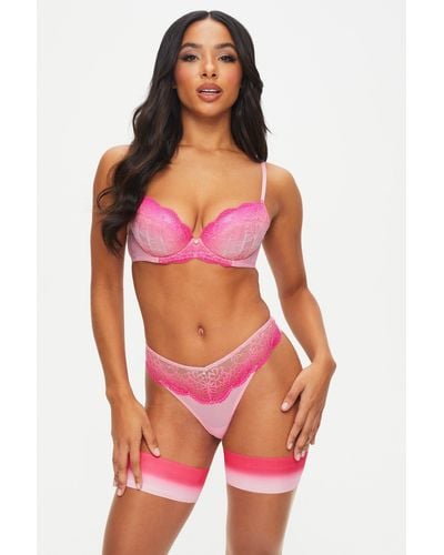 Ann Summers Worshipped lingerie set in purple and pink