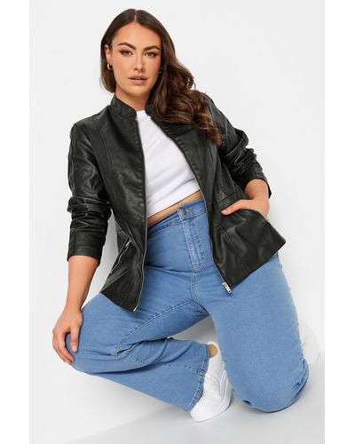 Yours Faux Leather Jacket - Blue