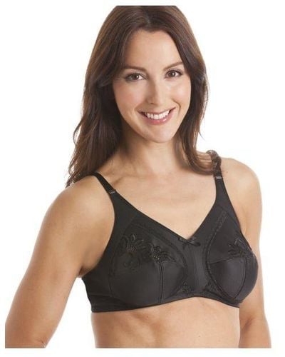 Ladies Camille Black Lingerie Womens Full Cup Underwired Lace Bra