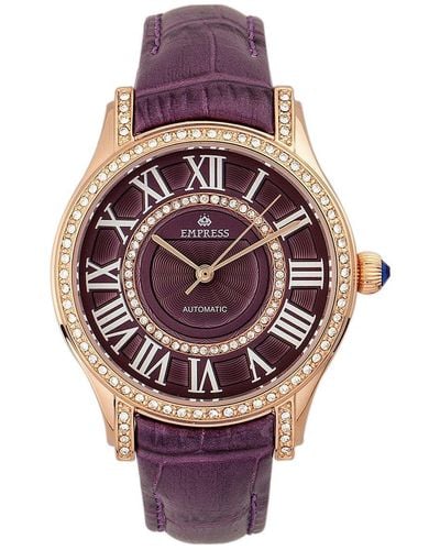 Empress Xenia Automatic Leather-band Watch - Purple
