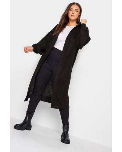 Yours Long Sleeve Hooded Cardigan - Black