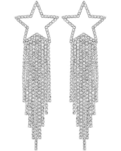 Lipsy Silver Crystal Star Diamante Drop Earrings - White