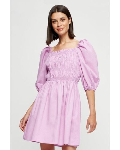 Dorothy Perkins Lilac Shirred Mini Dress - Pink