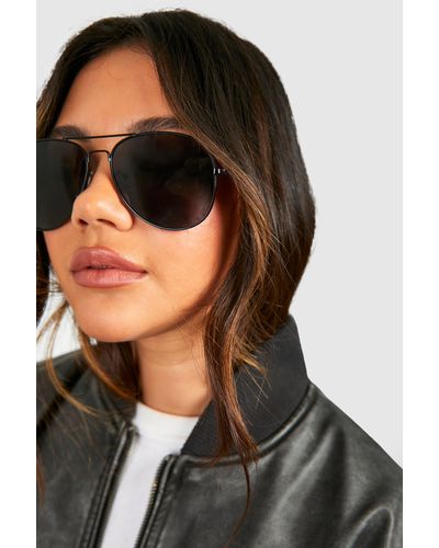 Boohoo Frame Aviator Sunglasses - Black