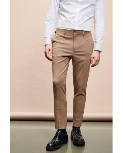 Burton Skinny Fit Stone Suit Trousers - Natural