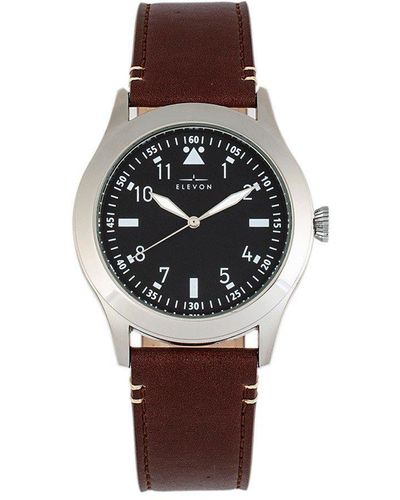 Elevon Watches Hanson Genuine Leather Watch - Black