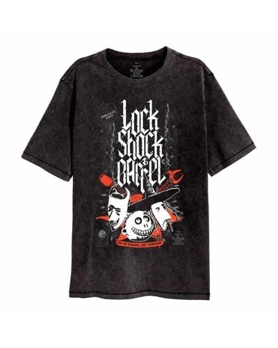 Nightmare Before Christmas Lock Shock Barrel Acid Wash T-shirt - Black