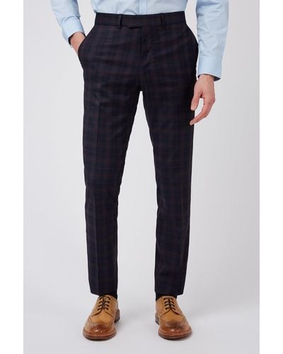 Antique Rogue Checked Suit Trousers - Blue