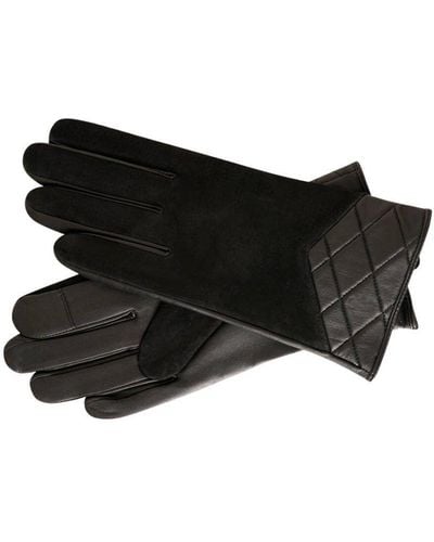 Barneys Originals Suede & Leather Contrast Gloves - Black