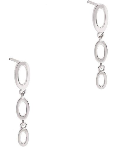 Pure Luxuries Gift Packaged 'pedroni' Rhodium Plated 925 Silver Link Drop Earrings - White