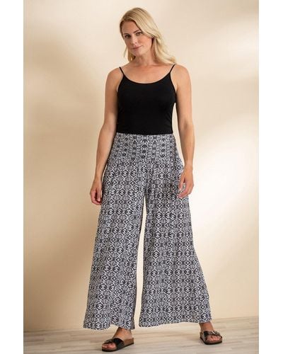 Klass Printed Pull On Palazzo Trousers - Blue