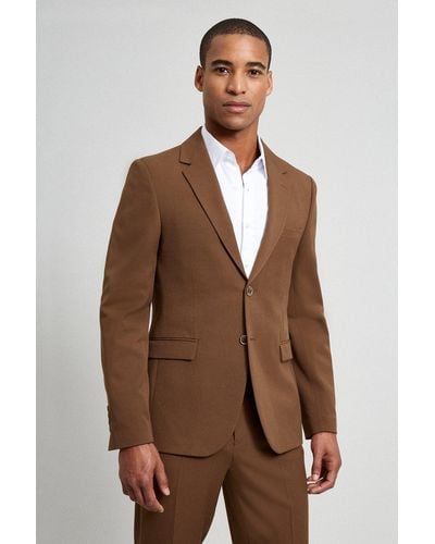 Burton Skinny Fit Brown Stretch Suit Jacket