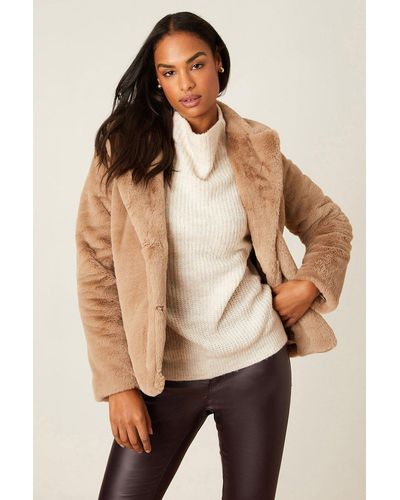 Dorothy Perkins Luxe Plush Faux Fur Coat - Natural