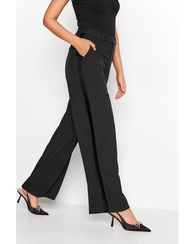 Long Tall Sally Tall Wide Leg Tuxedo Style Trousers - Black
