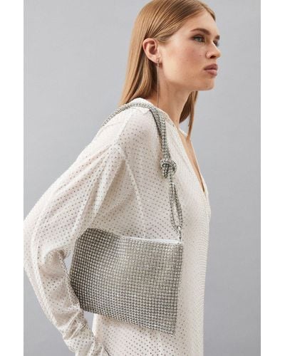 Karen Millen Rhinestone Shoulder Bag - Metallic
