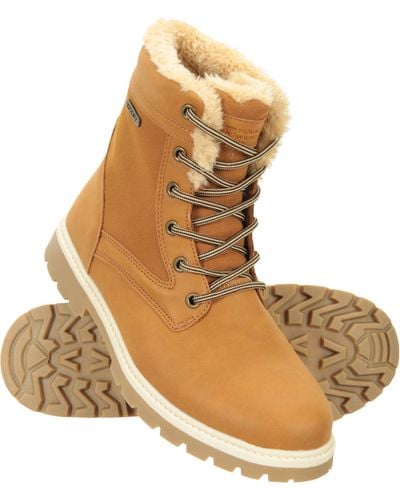 Mountain Warehouse Boots Waterproof Casual Faux Fur Hiking Shoes - Natural