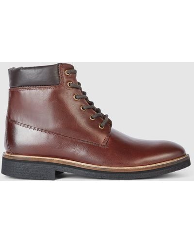 Mantaray Rydal Leather Plain Toe Padded Collar Boot - Brown