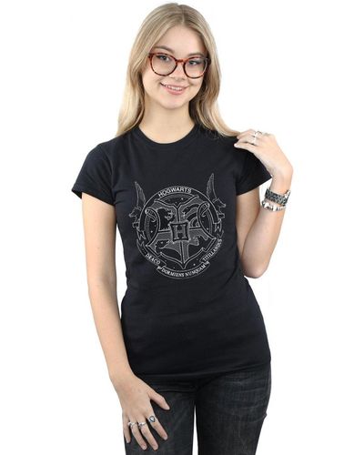 Harry Potter Hogwarts Seal Cotton T-shirt - Black